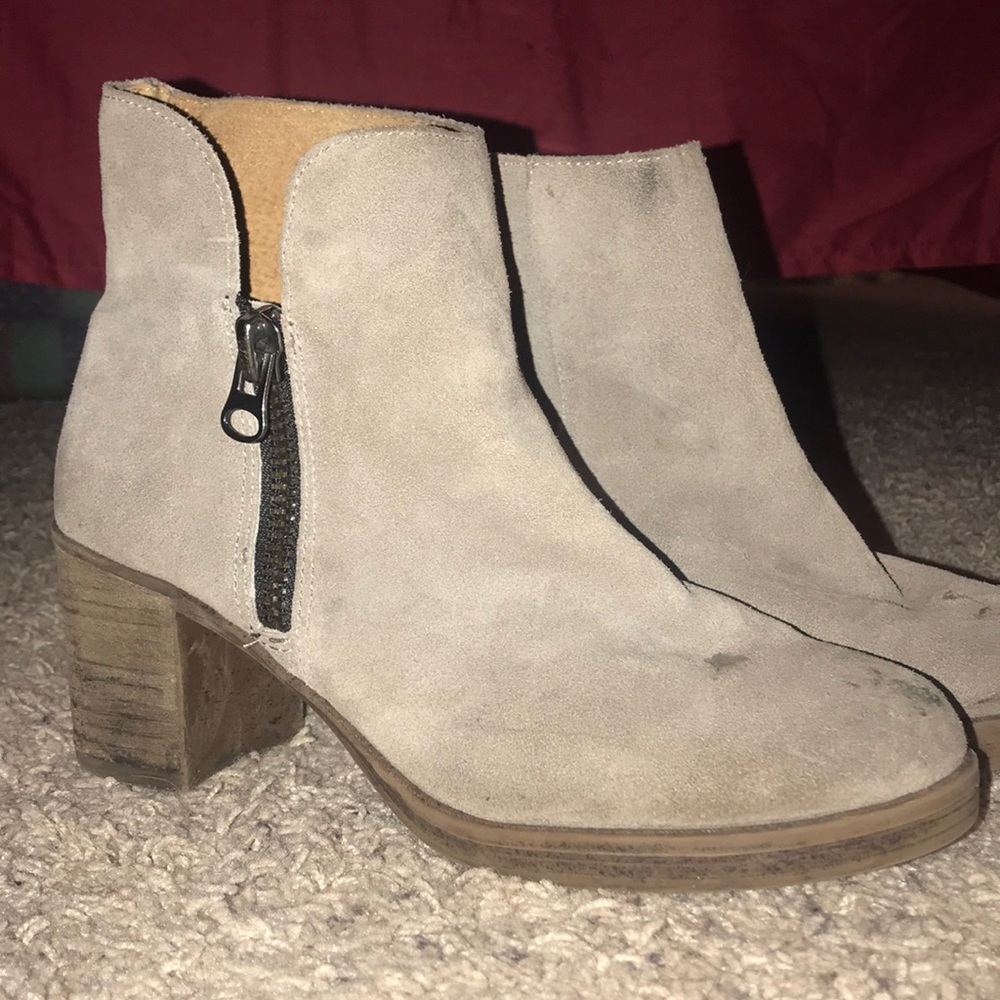 Gray suede booties